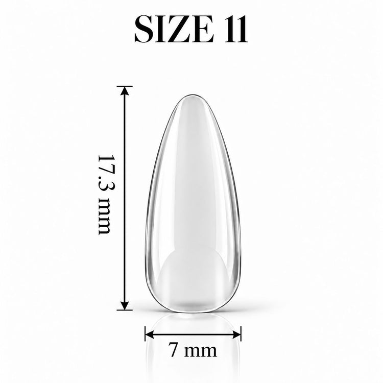 Nail Success Australia Almond Medium soft gel tip, size 11, clear, 17.3 mm long x 7 mm wide