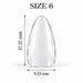 Nail Success Australia Almond Short soft gel tip, size 6, clear, 17.37 mm long x 9.53 mm wide