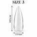 Nail Success Australia Almond Long soft gel tip, size 3, clear, 30.9 mm long x 11.0 mm wide