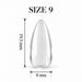 Nail Success Australia Almond Medium soft gel tip, size 9, clear, 19.5 mm long x 8 mm wide
