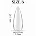 Nail Success Australia Almond Long soft gel tip, size 6, clear, 28.7 mm long x 9.3 mm wide