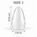 Nail Success Australia Almond Short soft gel tip, size 1, clear, 19.94 mm long x 12.84 mm wide