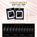 Nail Success Australia Coffin refill soft gel tips in Short, Medium and Long, 50 tips per bag, with the Coffin Medium size chart for all 11 sizes