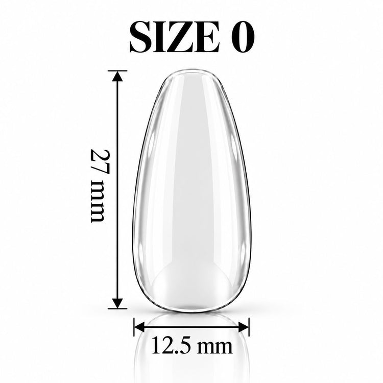 Nail Success Australia Oval Medium soft gel tip, size 0, clear, 27 mm long x 12.5 mm wide
