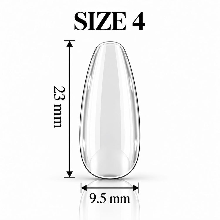 Nail Success Australia Oval Medium soft gel tip, size 4, clear, 23 mm long x 9.5 mm wide