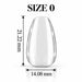 Nail Success Australia Oval Short soft gel tip, size 0, clear, 21.22 mm long x 14.08 mm wide