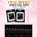 Nail Success Australia Oval refill soft gel tips in Short and Medium, 50 tips per bag, with the Oval Medium size chart for all 10 sizes