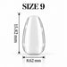 Nail Success Australia Oval Short soft gel tip, size 9, clear, 15.82 mm long x 8.62 mm wide
