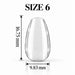 Nail Success Australia Oval Short soft gel tip, size 6, clear, 16.75 mm long x 9.83 mm wide