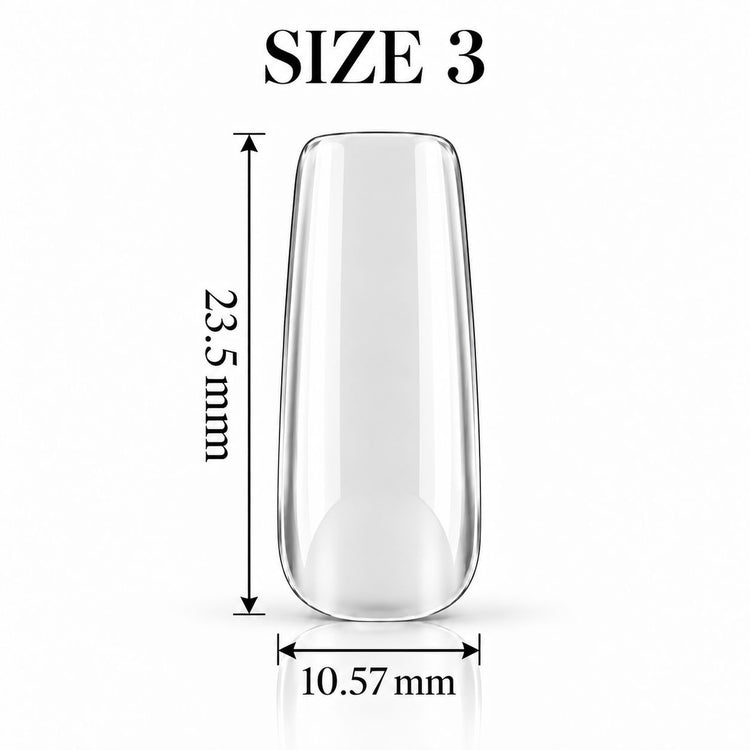 Nail Success Australia Square Medium soft gel tip, size 3, clear, 23.5 mm long x 10.57 mm wide