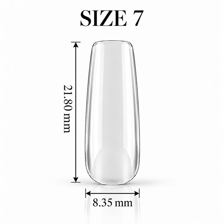 Nail Success Australia Square Medium soft gel tip, size 7, clear, 21.80 mm long x 8.35 mm wide