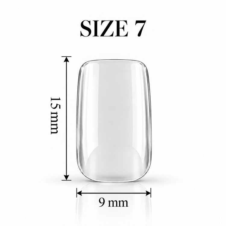 Nail Success Australia Square Short soft gel tip, size 7, clear, 15 mm long x 9 mm wide