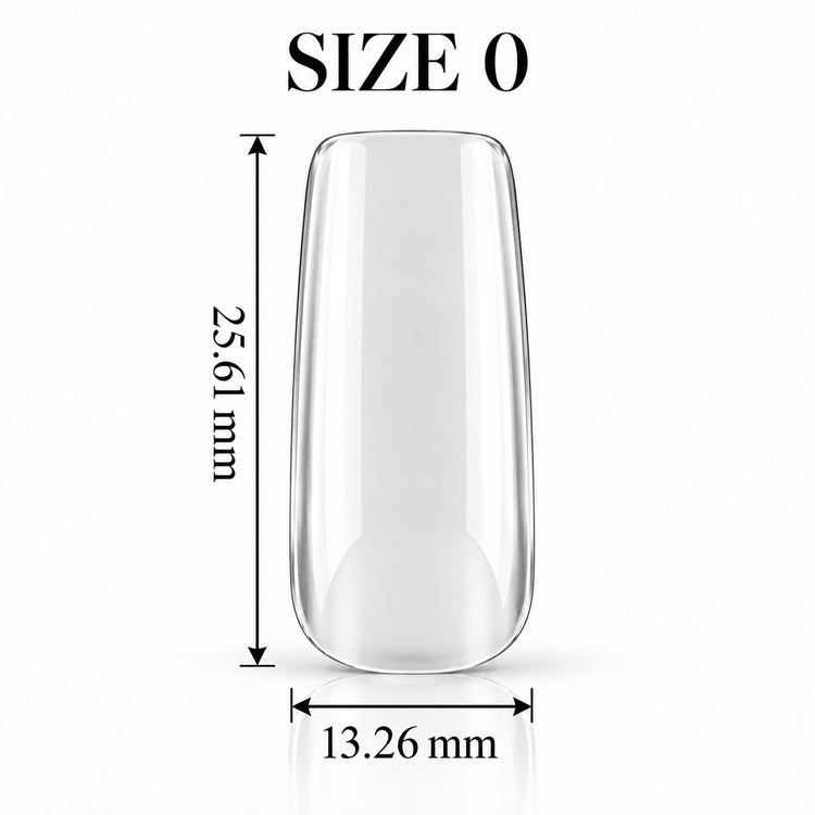 Nail Success Australia Square Medium soft gel tip, size 0, clear, 25.61 mm long x 13.26 mm wide
