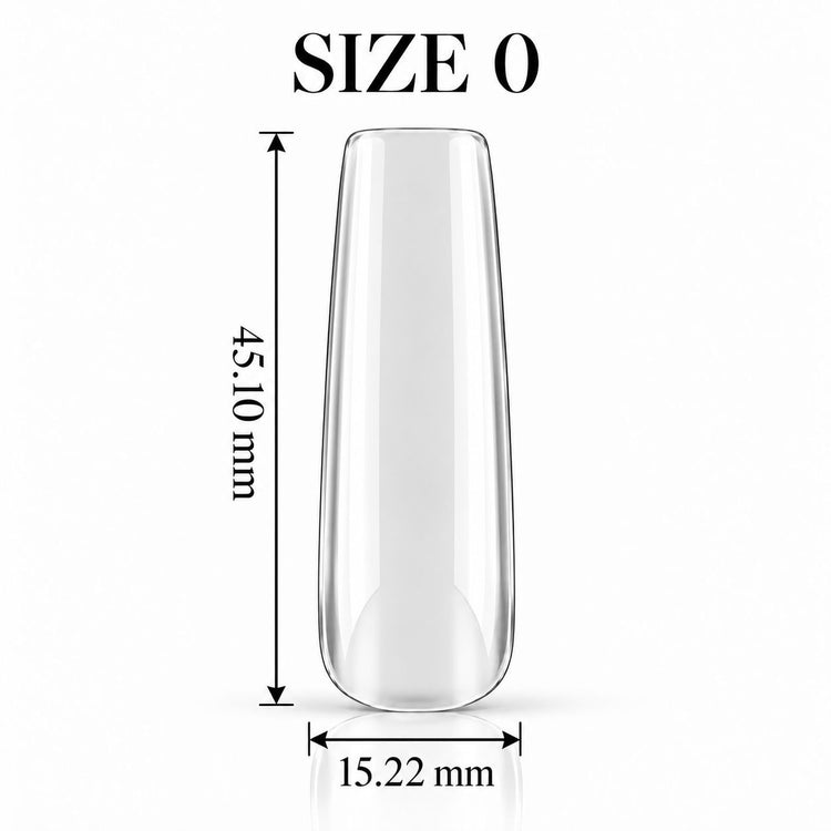 Nail Success Australia Square Long soft gel tip, size 0, clear, 45.10 mm long x 15.22 mm wide