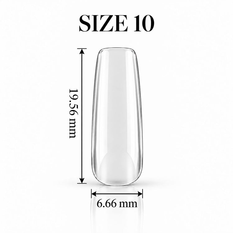 Nail Success Australia Square Medium soft gel tip, size 10, clear, 19.56 mm long x 6.66 mm wide
