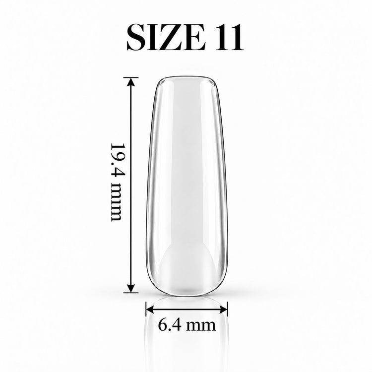 Nail Success Australia Square Medium soft gel tip, size 11, clear, 19.4 mm long x 6.4 mm wide