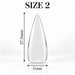 Nail Success Australia Stiletto Medium soft gel tip, size 2, clear, 27.5 mm long x 11 mm wide