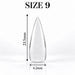 Nail Success Australia Stiletto Medium soft gel tip, size 9, clear, 23.5 mm long x 6.2 mm wide