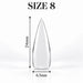 Nail Success Australia Stiletto Medium soft gel tip, size 8, clear, 24 mm long x 6.5 mm wide
