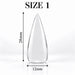 Nail Success Australia Stiletto Medium soft gel tip, size 1, clear, 28 mm long x 12 mm wide