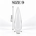 Nail Success Australia Stiletto Long soft gel tip, size 9, clear, 27.5 mm long x 7 mm wide
