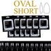Oval short soft gel nail tips refill set with sizes 0 to 10 shown in individual black refill packs and size guide
