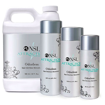 NSI Attraction Odorless Nail Liquid—spa odorless acrylic monomer set, 60 mL, 120 mL, 237 mL, 946 mL bottles