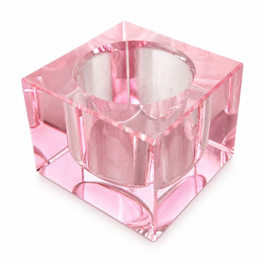 Translucent pink 30ml square jar shown open from above with a 4 cm internal well, NSI Australia