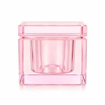 Translucent pink square 30ml jar with screw top lid for acrylic powder and nail art storage, NSI Australia