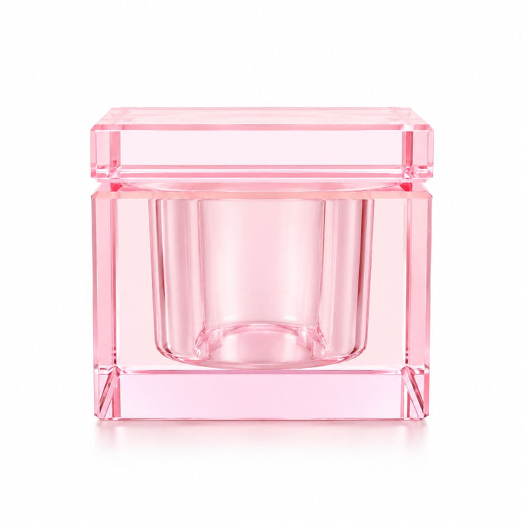 Translucent pink square 30ml jar with screw top lid for acrylic powder and nail art storage, NSI Australia