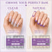 Square Nail Tips Clear versus Natural comparison for glitter encapsulated and French salon nail designs