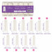 Square Natural Nail Tips size chart with 10 sizes 0 to 9 and measurements in cm and inches