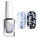 Silver stamping nail polish with silver floral stamped nail designs