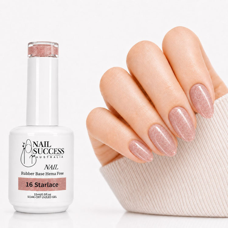Starlace Rubber Base Gel - natural nail result on hand