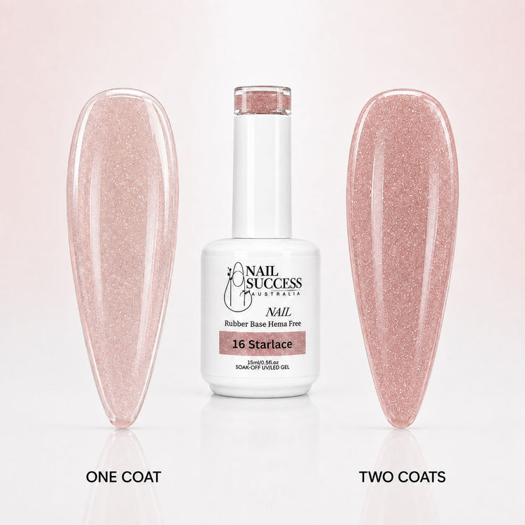 Starlace Rubber Base Gel - one coat vs two coats comparison