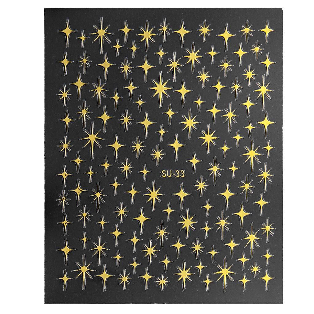 Gold star nail art stickers — SU-33 sheet for manicures – NSI Australia