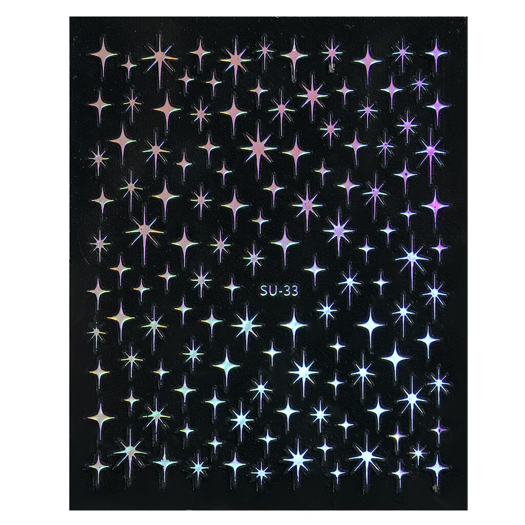 Holographic star nail art stickers — SU-33 laser sheet for manicures – NSI Australia