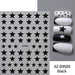 Black Star Nail Art Sticker XZ-D9506 sheet with black star designs and black white manicure samples
