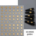 Gold Star Nail Art Sticker XZ-D9506 sheet with metallic gold star designs and black manicure samples
