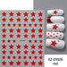 Red Star Nail Art Sticker XZ-D9506 sheet with bright red star designs and white manicure samples