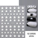 White Star Nail Art Sticker XZ-D9506 sheet with white star designs and black white manicure samples