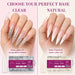 Stiletto Nail Tips Clear versus Natural comparison for glitter encapsulated and French salon nail designs