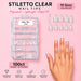 Stiletto Clear nail tips, 100ct tray with 10 sizes from 0 to 9