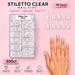 Stiletto Clear nail tips, 300ct tray with 10 sizes from 0 to 9