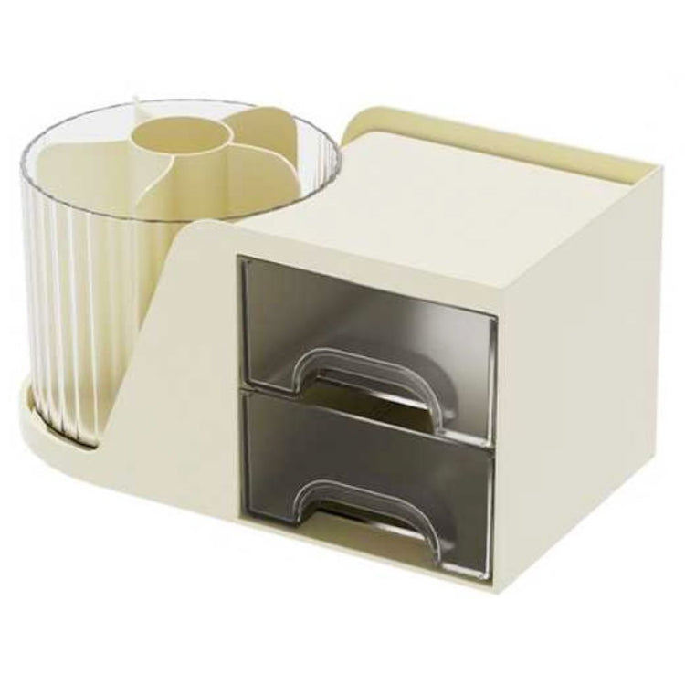 Storage Box with Rotating Storage and DrawsBeige