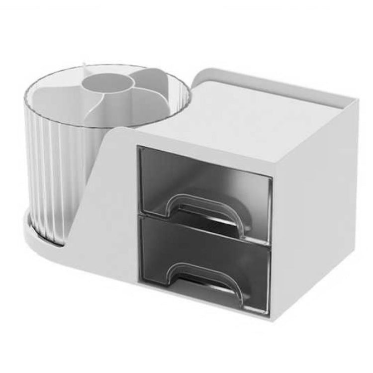 Storage Box with Rotating Storage and DrawsWhite