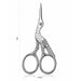 Silver stork nail scissors with 9cm length and 4.3cm width measurements, NSI Australia