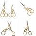 Gold stork scissors shown from multiple angles with open and closed precision blades, NSI Australia