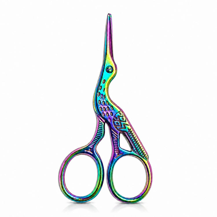 Rainbow stork nail scissors with metallic finish for precise manicure trimming, NSI Australia