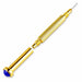Gold stud drill nail piercing tool with precision drill bit and blue gemstone cap for adding dangle charms to salon nail art designs